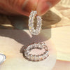 Princess Square Cubic Zirconia Hoop Earrings Ear Circle Earrings for Women Versatile Female Jewelry - Image 1