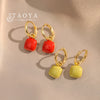French Vintage Elegant Enamel Square Pendant Earrings Simple Accessories for Jewelry Girls Womens Dangle Earrings - Image 1