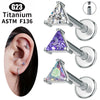 Titanium Triangle Shape Inlay Ear Helix Cartilage Conch Tragus Piercing CZ 16G Earring Hoops Septum Nose Ring Body Jewelry - Image 1