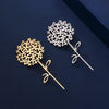 Dandelion Flower Brooch Minimalist Hollow Metal Lapel Pin Gold Silver Tone for Women Wedding Bridal Party Dress Accessory - Image 6