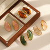 Brown Resin Geometric Shape Earrings Stainless Steel Gold-plated Ear Studs for Women - Image 4