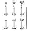 Seven-Piece Stainless Steel Flat-Back Labret Stud Set with 16G 18G or 20G Options - Image 1