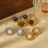 Products Statement Nature Stone Tiger-eye Earrings Gold Plated Stainless Steel Pearl Stud Earrings for Women - Image 4