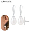 Silver Needle Pearls Stud Earrings For Women Geometry Pearls Pendant Earings Jewelry Party Gifts - Image 19