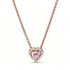 Rose Gold Pink Crystal Flower Language Necklace Earpiece Set Commemorative Day Gift - Image 2