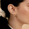 Stainless Steel Vintage Double Circle Round Zircon Dangle Earrings Gold Plated Twist Huggie Hoops Ear Buckle Jewelry - Image 5
