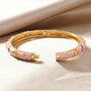 Multicolor Enamel Flower Cuff Bracelet in Gold-Tone - Image 4