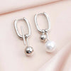 Metal Pearl U-Shaped Drop Earrings for Women Minimalist Silver Color Asymmetric Square Ear Buckle Jewelry Party Gifts - Image 5