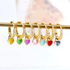 Huggie Silver Ear Needle Enamel Heart Pendant Hoop Earrings Circle Micro Set Zircon Earrings for women Gift - Image 2