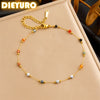 316L Stainless Steel Colored Beads Anklets For Girl Zircon Footsie Chain Jewelry Gift - Image 1
