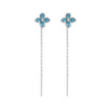 Blue Four-leaf Flower Ear Line Gentle Temperament Small Fresh Blue Lucky Flower Tassel Earrings Jewelry - Image 5