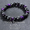 Triple Protection Bracelet, Blue Malachite Black Bile Obsidian Beaded Bracelet, Handmade Stretch Beaded Bracelet - Image 8