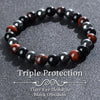 Triple Protection Bracelet, Blue Malachite Black Bile Obsidian Beaded Bracelet, Handmade Stretch Beaded Bracelet - Image 10