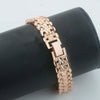 Women Girls Rose Gold Color Carving Wide Bracelets Toggle Lock Jewelry(No Box) - Image 3