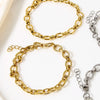 1PC Statement Stainless Steel Oval Chain Bracelet Punk Metal Chain Bracelet Handmade For Women Men Jewelry Gift 17.5cm - Image 2