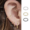 Minimalist Stainless Steel Hoop Nose Ring and Cartilage Earring 18G in Gold Silver and Black - Image 1