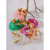 Colorful Resin Stainless Steel Round Y2K Hoop Earrings Daily Wear Ear Charm Jewelry Gift - Image 3