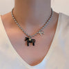 White Black Green Blue Pink Color Enamel Colt Horse Pendant Necklaces for Women Silver Plated Alloy Beads Chain Chokers - Image 29