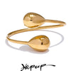 Distinctive Stainless Steel Water Drop Cuff Adjustable Bracelet Bangle Texture Metal Stylish Jewelry - Image 1