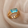Blue Colorful Zircon Rings For Women Stainless Steel Gold Plated Flower Butterfly Ring Party Shiny Jewelry - Image 8