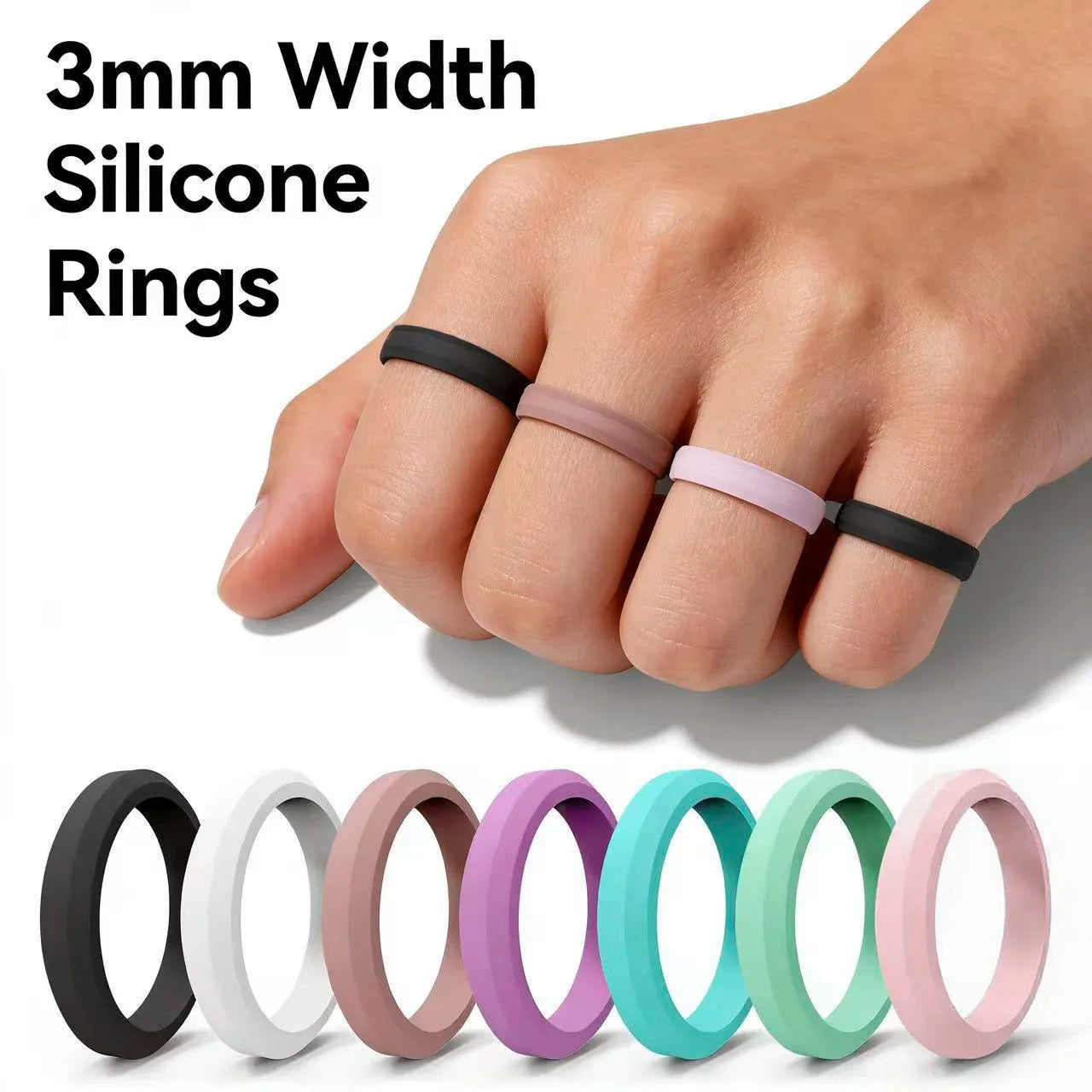 1pc Sports Hypotenuse Silicone Ring 7 Color for Women Wedding Rubber Bands Flexible Finger Rings - Image 1