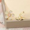 Sparkling Zirconia Clip on Earrings for Women Flower Non Pierced Ear Clips Bridal Party Jewelry - Image 3
