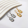 Green White Color Crystal Zircon Hoop Earrings For Women Stainless Steel Heart Square Leaf Shape Pendant Earring Gifts - Image 3