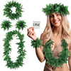 1/4Pcs Hawaiian Green Leis Necklace Artificial Leaves Wreath Garland Headband Bracelet Luau Tropical Birthday Party Decoration - Image 1