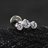 Titanium Triple CZ Cluster Cartilage Earring 16G Mini CZ Labret Tragus Helix Medusa Flat Back Piercing - Image 3