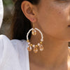 Handmade Beaded Woven Hoop Earrings with Spotted Shell Drop for Women Tribal Dreamcatcher Boho Summer Beach Vacation Jewelry - Image 3