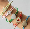 10Pcs Women's Gold Plated CZ Paved Heart Star Charm Colorful Wire Braided Rope Bracelets Adjustable - Image 1