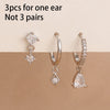 Three-Piece Rhombus Pendant Hoop Earring Set in Gold-Tone or Silver-Tone - Image 7