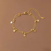 Charm Gold Color Stainless Steel Double-layer Five-pointed Star Round Bead Pendant Bracelet Anklets for Woman Jewelry Accessory - Image 7
