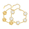 Gold Plated Floral Bracelets, Stainless Steel Charm Bracelet Adjustable Lucky Chain Set Gift - Image 10