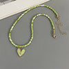 Fresh Color Handmade Choker Necklace for Women Girl Rice Beads With Love Heart Pendant Necklace Wedding Party Jewelry - Image 1