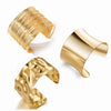Ftcy 3PCS Chunky Gold Color Cuff Bracelets for Women Irregular Minimalist Bangle Bracelets Set Open Wide Bangle Arm Cuff Jewelry - Image 1