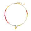 Badu Initial Necklace for Women Colorful Beaded Stone Choker Gold Color Balloons Letter Pendant Necklace Summer Jewelry - Image 13