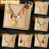 316L Stainless Steel Golden Sun Heart Ocean Multi-Pendant Necklace Women Summer Beach Rope Chain Vacation Jewelry - Image 1