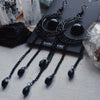 Gothic Black Agate Moon Variant Hollow Out Pattern Crescent Moon Tassel Pendant Dangle Earrings for Women Men Charm Jewelry Gift - Image 2