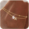 CZ Ankle Bracelets for Women Gold Plated CZ Initial Dainty Layered Heart Anklets Foot Chain Summer Beach Jewelry - Image 16