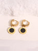 Stainless Steel Roman Numerals Black and White Shell Hoops Earrings Drop Studs Engagement Wedding Earrings for Women - Image 2