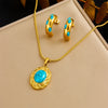 316L Stainless Steel Golden Flower Heart Moon Pearl Necklace Earrings Set For Women Girl Jewelry Suit - Image 14