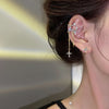 Sparkling Asymmetric Zircon Star Moon Ear Clip for Women Without Piercing Cross Tassel Ear Cuff Clip Earrings Wedding Jewelry - Image 1