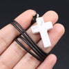 Charm Natural Semiprecious Stone Cross Shape Crystal Tiger Eye Agate Pendant Necklace Jewelry Gift for Women 25x18mm - Image 21