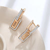Silver Plated Zircon Full Paved Long Dangle Earrings For Women Syoujyo Rose Gold Color Square Jewelry - Image 3
