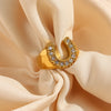 Stainless Steel Y2K Jewelry U Letter Crystal Paved Gold Colour Rings For Women Chunky Metal Hiphop Party Jewelry - Image 11