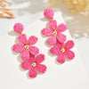 Bohemia Sweet Colorful Raffia Layered Flower Earrings for Women Girls Summer Handmade Rattan Knit Drop Earrings Holiday Jewelry# - Image 7