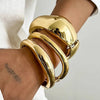 Wide Metal Spring Cuff Bangle with Geometric Coil Design - Image 1