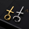 Punk Stainless Steel Frosting Hoop Earrings Design Women Men Pierced Cross Ear Jewelry Accessories Party Dangle Earring - Image 3