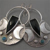 Delicate Moon Black Blue Stone Earrings for Women Silver Color Dangle Earrings Jewelry - Image 1